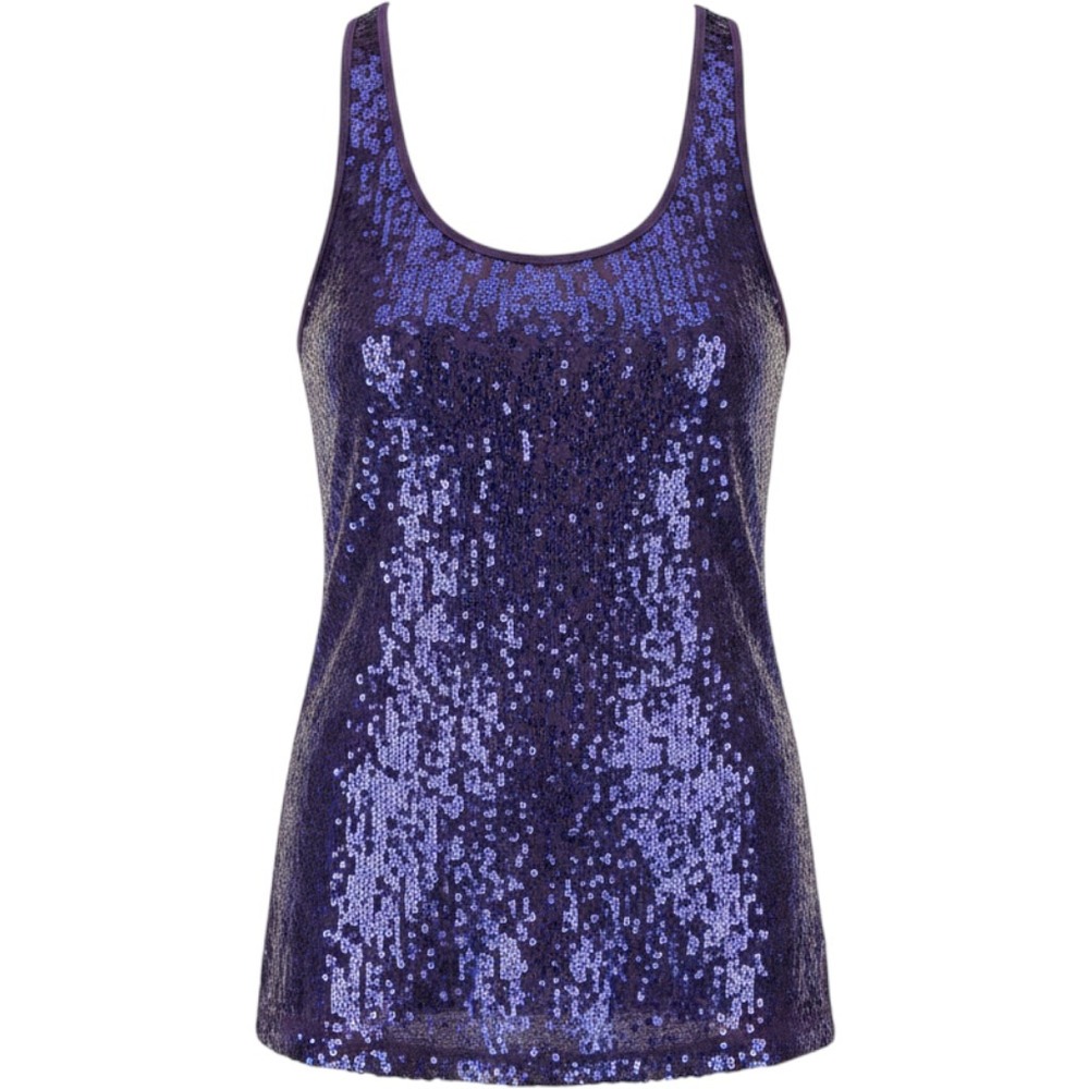 Cato Woman Purple Sequin Tank Top Plus Size‎ 18/20W Sleeveless Scoop Neck Blouse